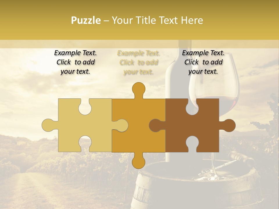 A Bottle Of Wine And A Glass Of Wine On A Barrel PowerPoint Template