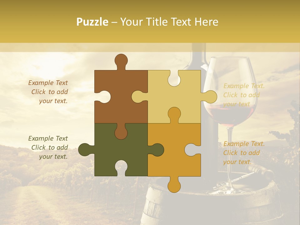 A Bottle Of Wine And A Glass Of Wine On A Barrel PowerPoint Template