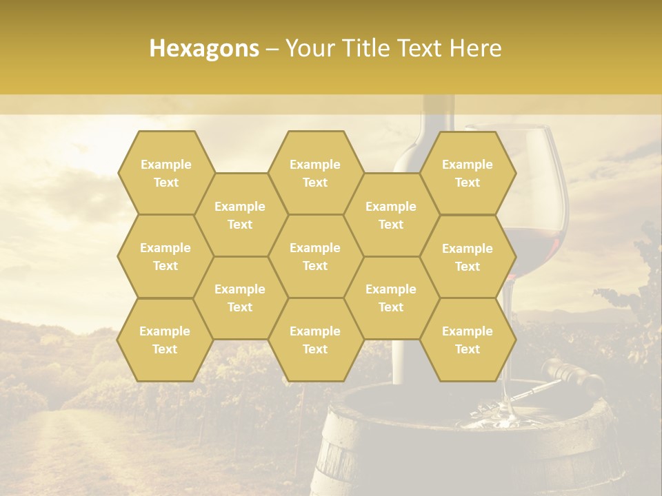 A Bottle Of Wine And A Glass Of Wine On A Barrel PowerPoint Template