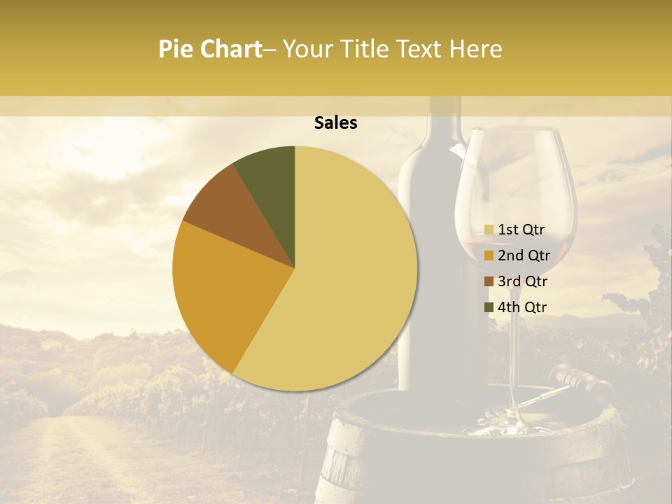 A Bottle Of Wine And A Glass Of Wine On A Barrel PowerPoint Template