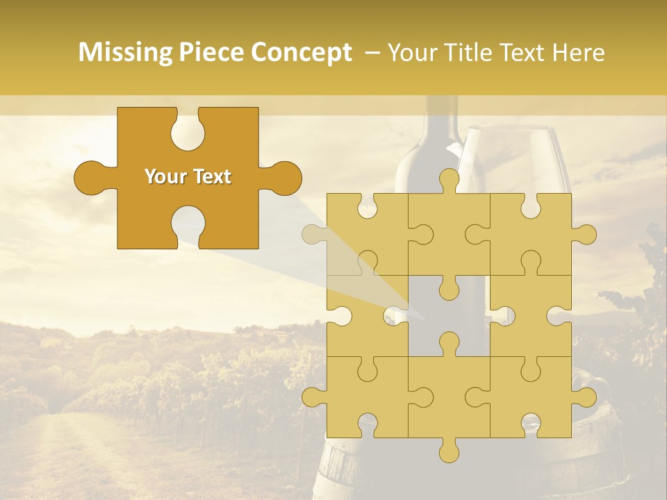 A Bottle Of Wine And A Glass Of Wine On A Barrel PowerPoint Template