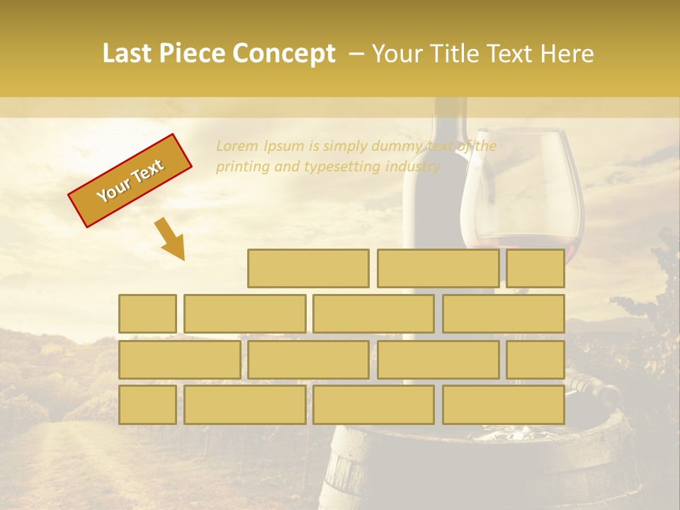 A Bottle Of Wine And A Glass Of Wine On A Barrel PowerPoint Template