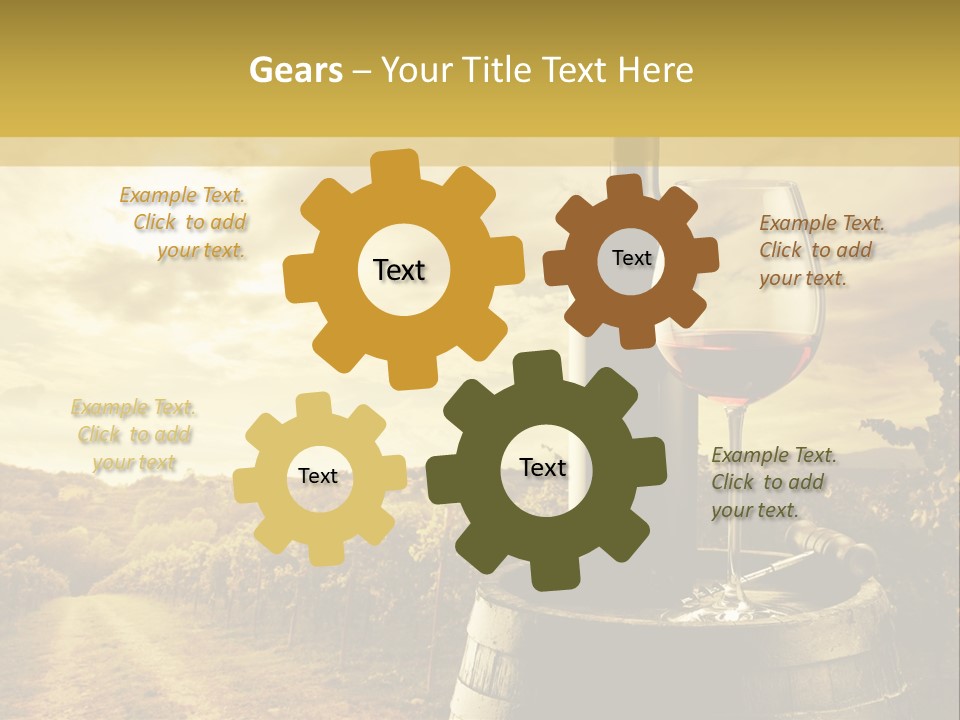 A Bottle Of Wine And A Glass Of Wine On A Barrel PowerPoint Template