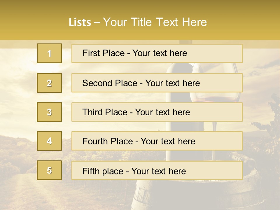 A Bottle Of Wine And A Glass Of Wine On A Barrel PowerPoint Template