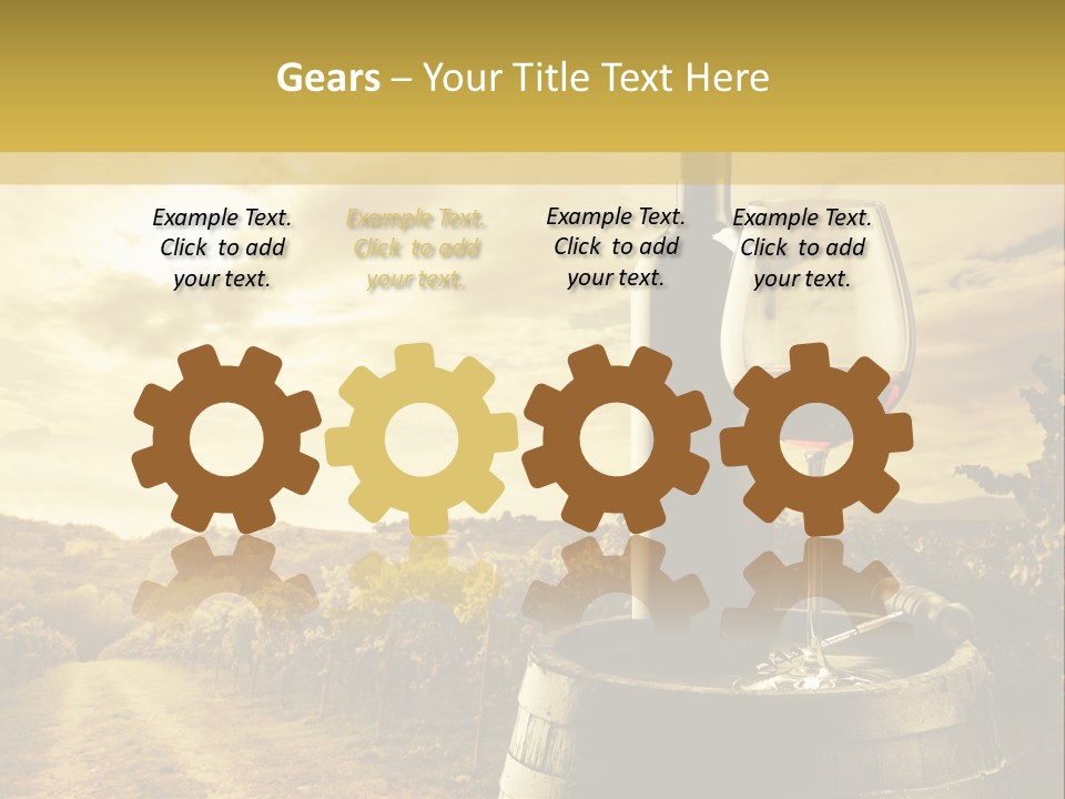 A Bottle Of Wine And A Glass Of Wine On A Barrel PowerPoint Template