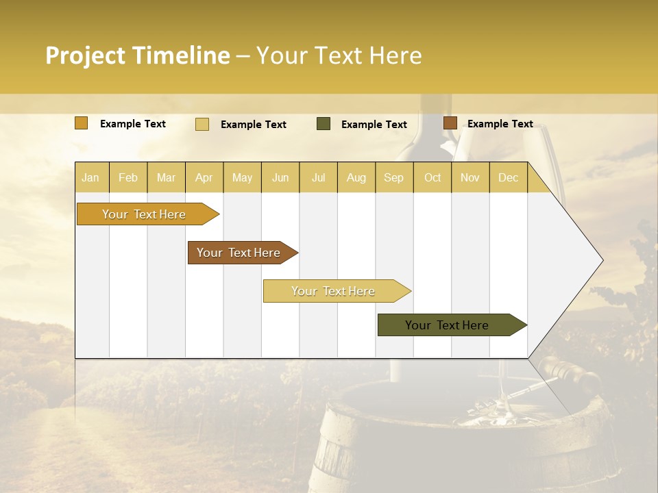 A Bottle Of Wine And A Glass Of Wine On A Barrel PowerPoint Template