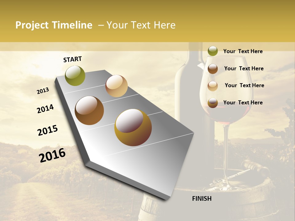 A Bottle Of Wine And A Glass Of Wine On A Barrel PowerPoint Template