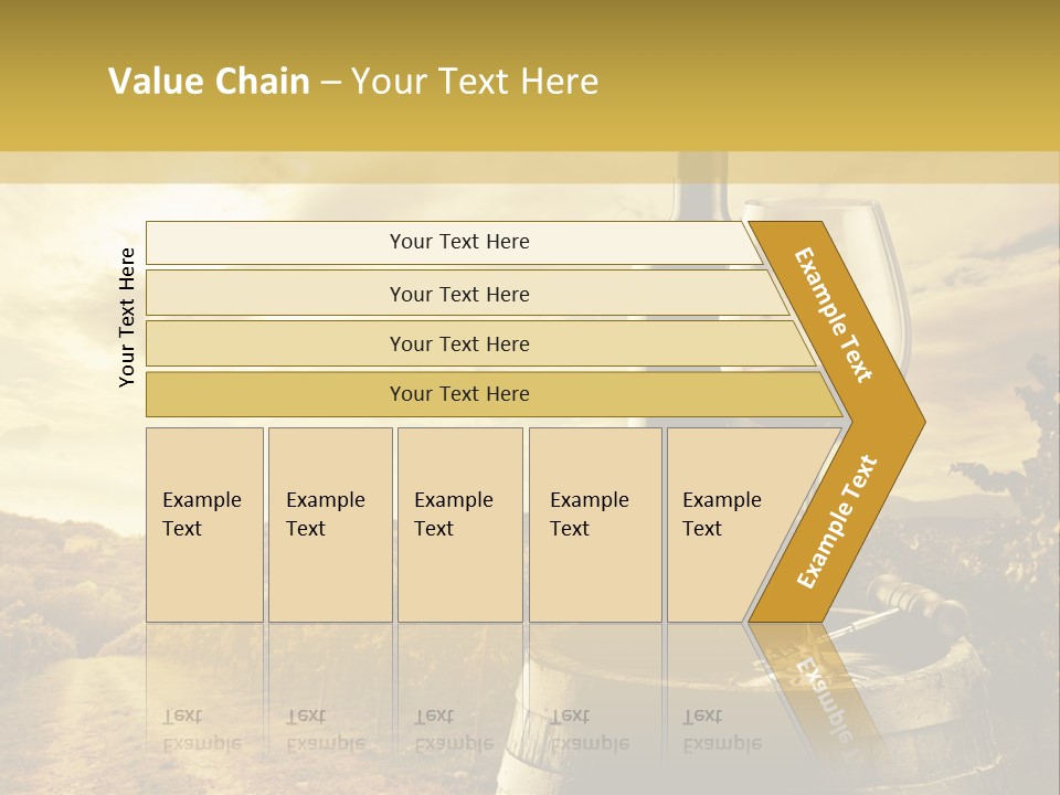 A Bottle Of Wine And A Glass Of Wine On A Barrel PowerPoint Template