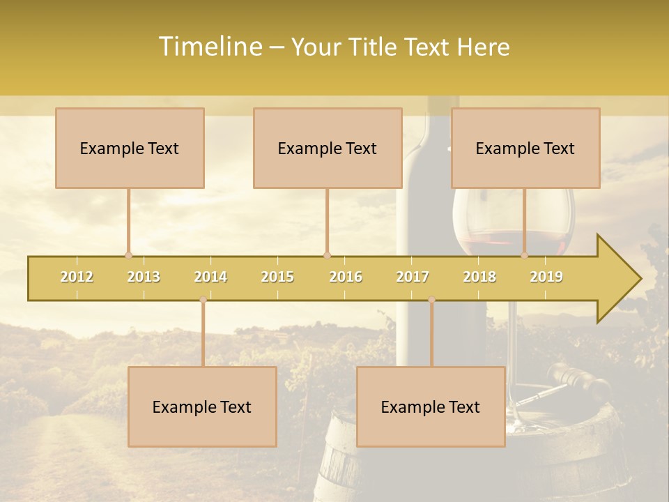 A Bottle Of Wine And A Glass Of Wine On A Barrel PowerPoint Template
