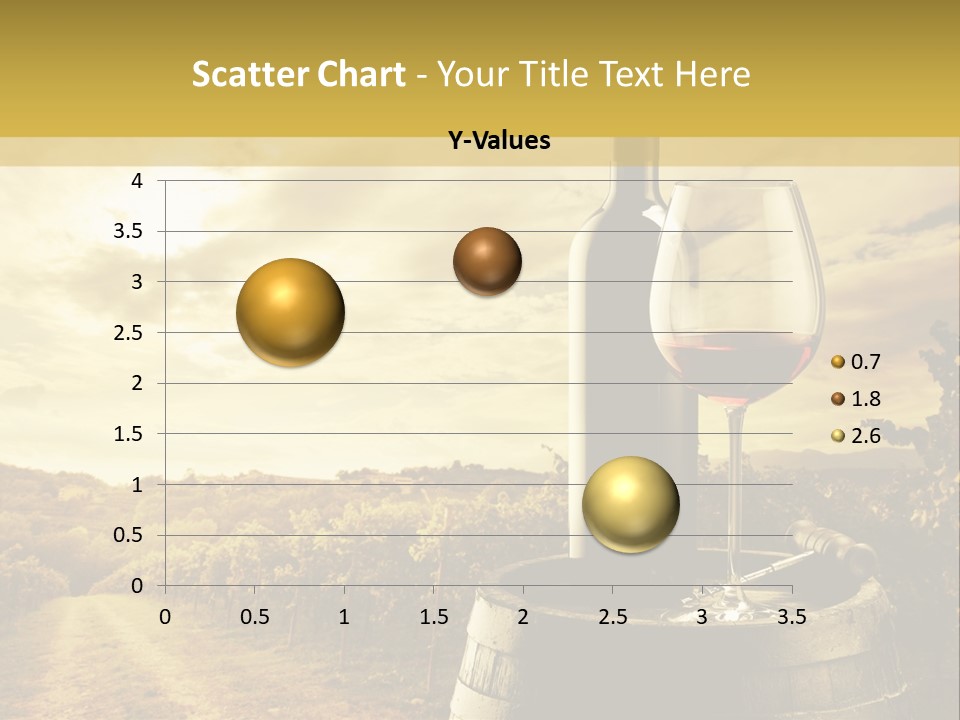 A Bottle Of Wine And A Glass Of Wine On A Barrel PowerPoint Template