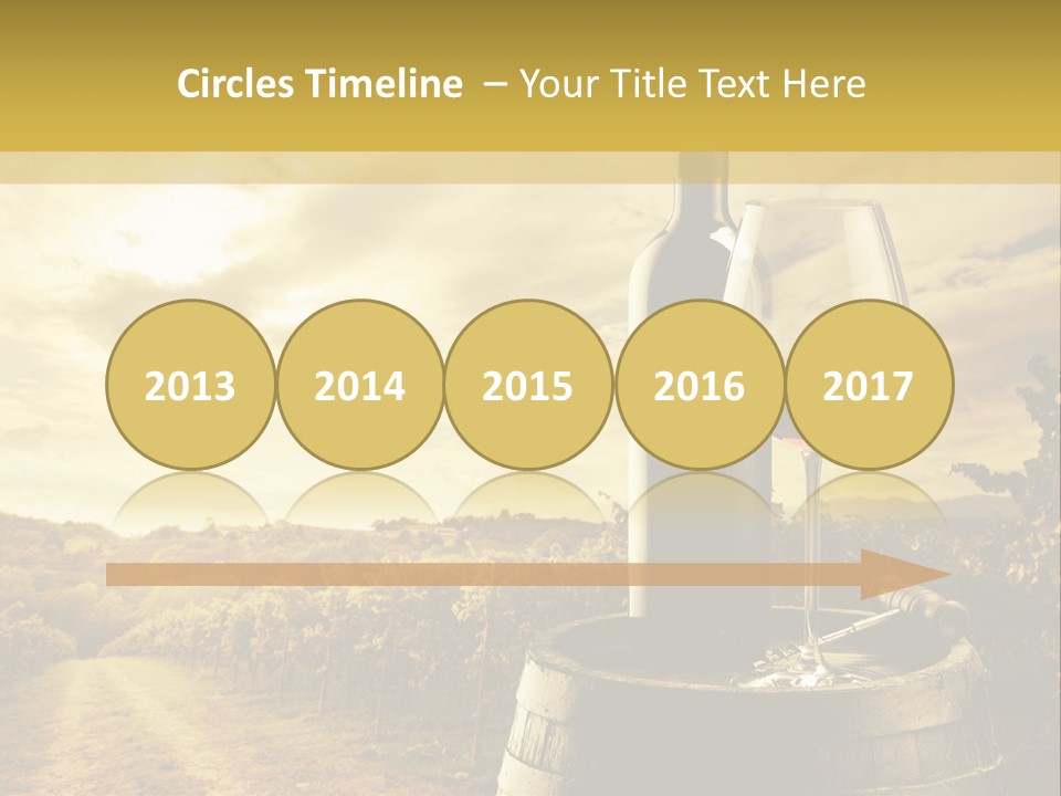 A Bottle Of Wine And A Glass Of Wine On A Barrel PowerPoint Template