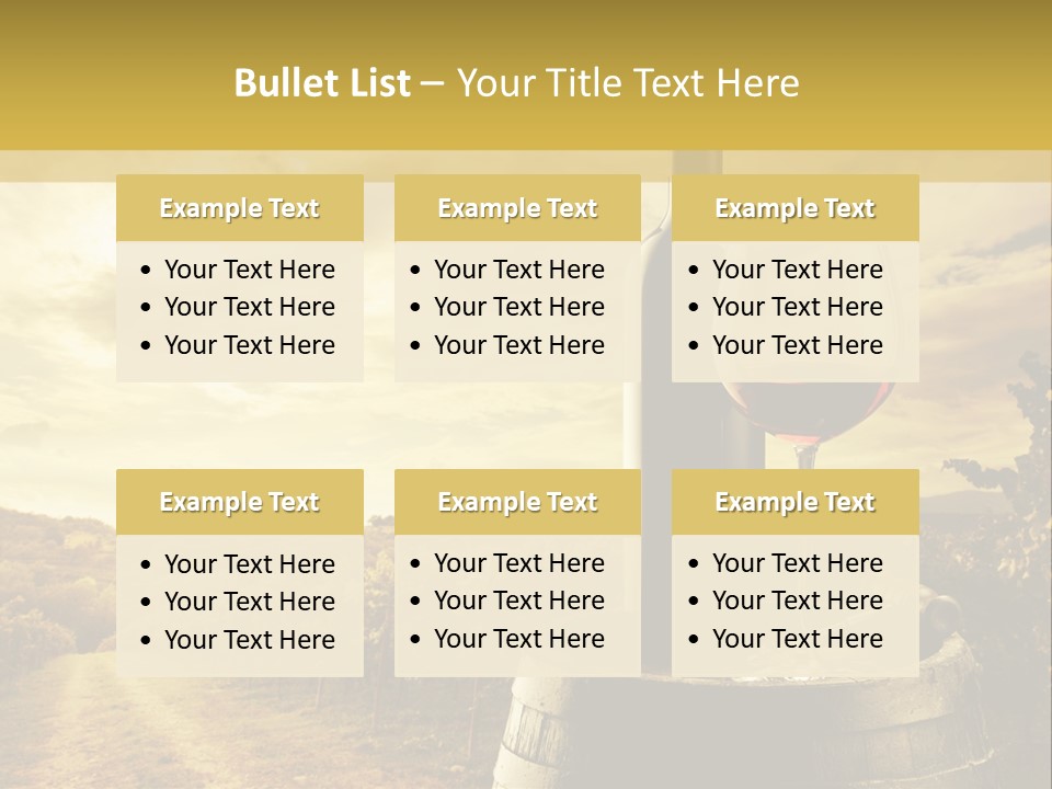 A Bottle Of Wine And A Glass Of Wine On A Barrel PowerPoint Template