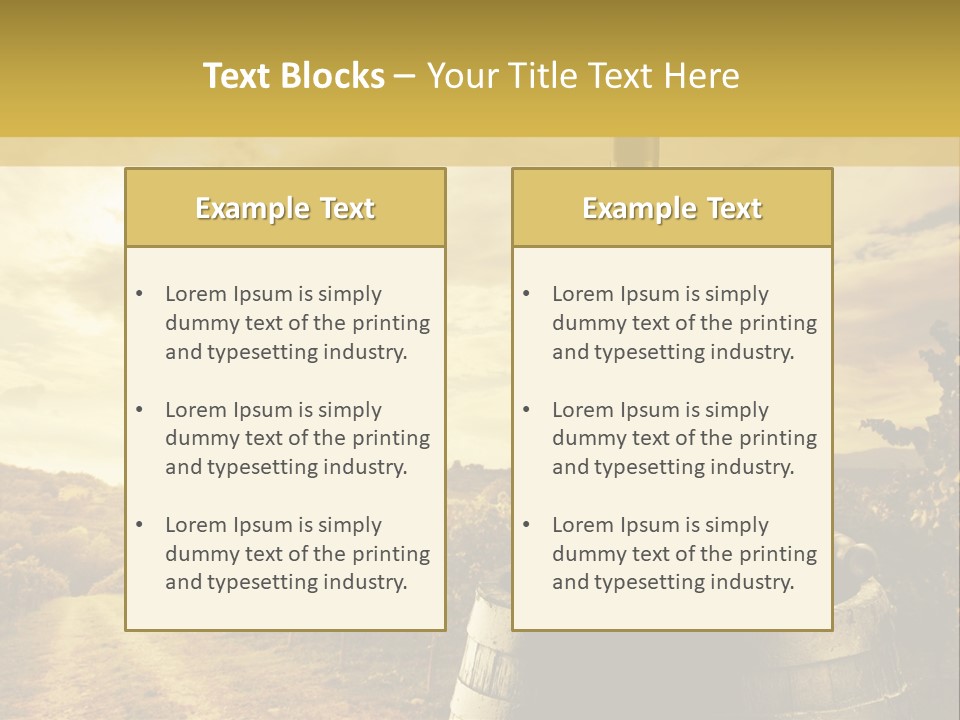 A Bottle Of Wine And A Glass Of Wine On A Barrel PowerPoint Template