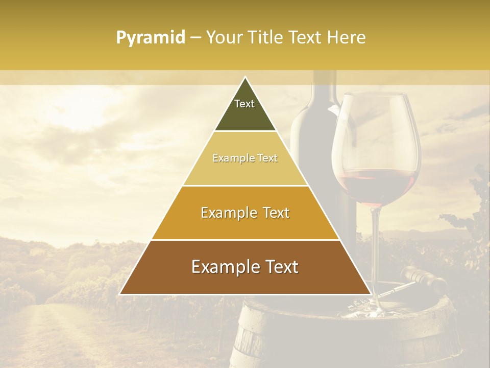 A Bottle Of Wine And A Glass Of Wine On A Barrel PowerPoint Template