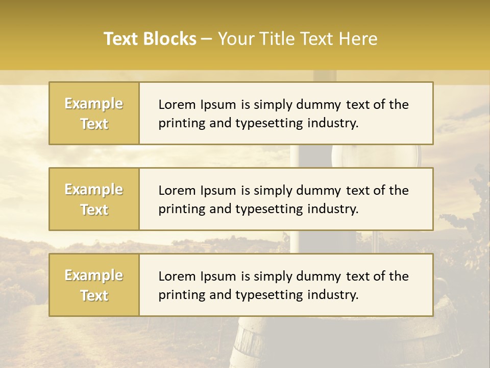 A Bottle Of Wine And A Glass Of Wine On A Barrel PowerPoint Template