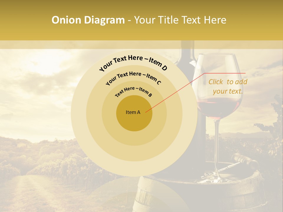 A Bottle Of Wine And A Glass Of Wine On A Barrel PowerPoint Template