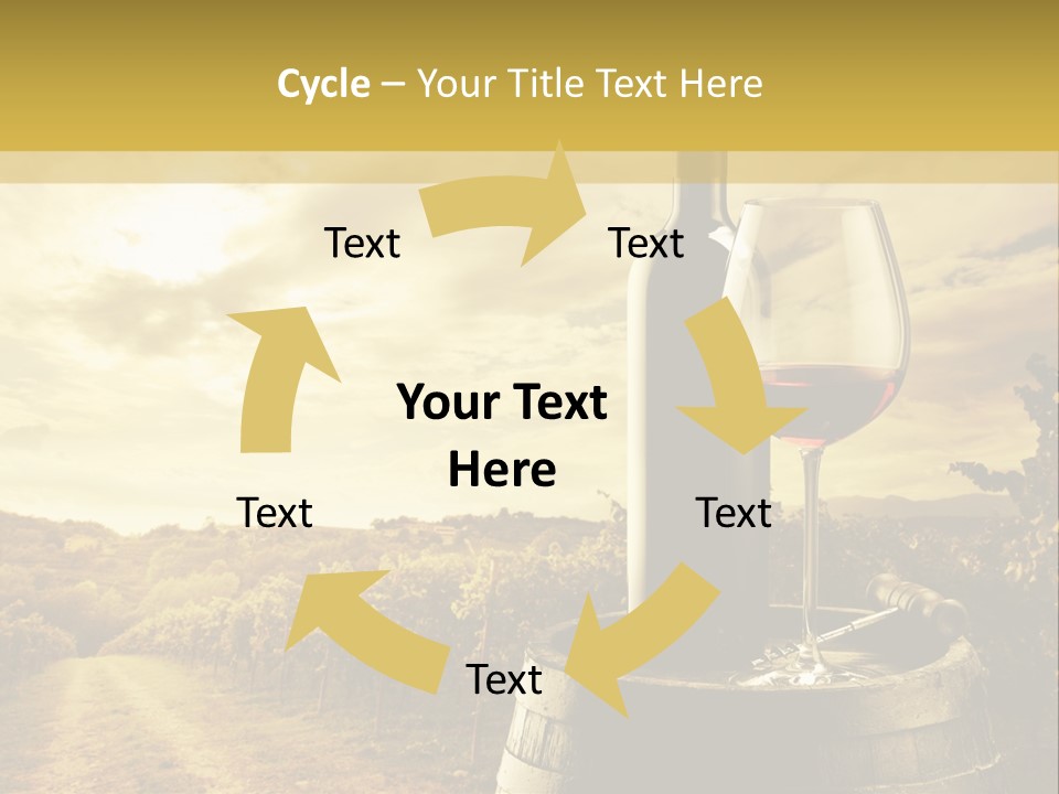 A Bottle Of Wine And A Glass Of Wine On A Barrel PowerPoint Template