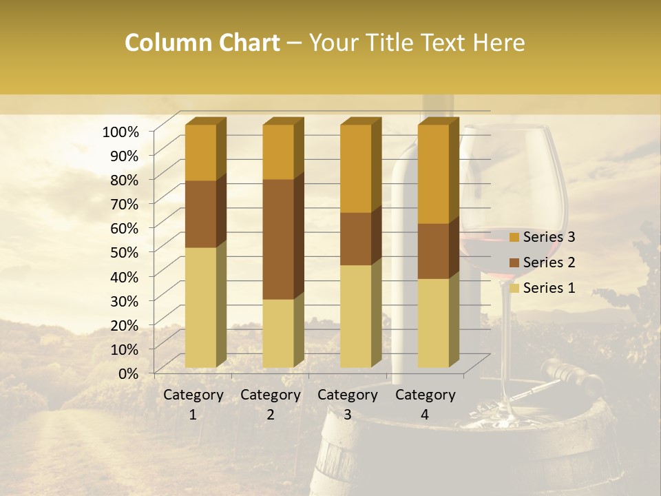 A Bottle Of Wine And A Glass Of Wine On A Barrel PowerPoint Template