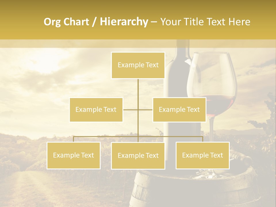 A Bottle Of Wine And A Glass Of Wine On A Barrel PowerPoint Template