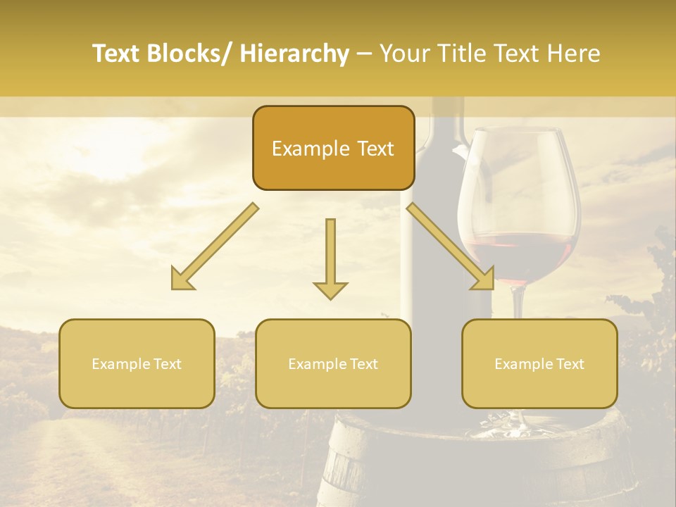 A Bottle Of Wine And A Glass Of Wine On A Barrel PowerPoint Template