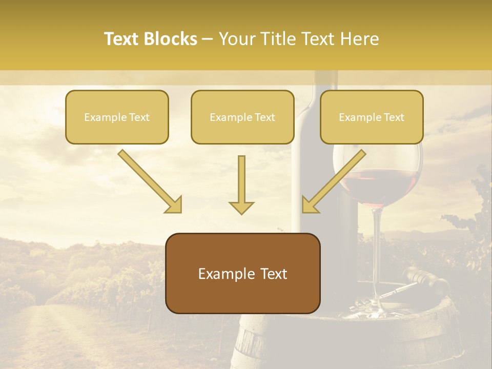 A Bottle Of Wine And A Glass Of Wine On A Barrel PowerPoint Template