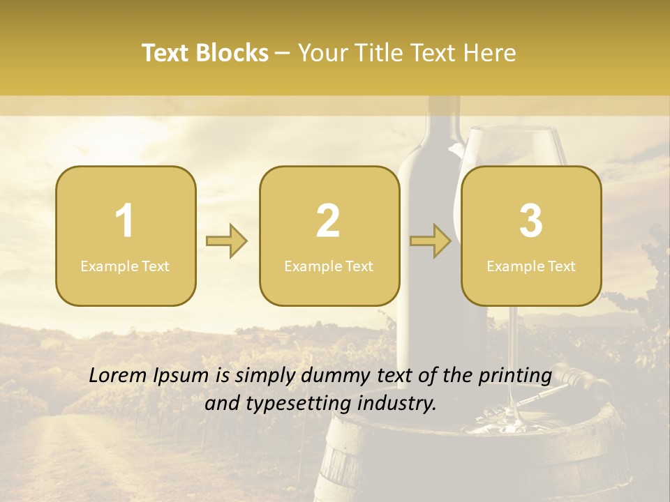 A Bottle Of Wine And A Glass Of Wine On A Barrel PowerPoint Template