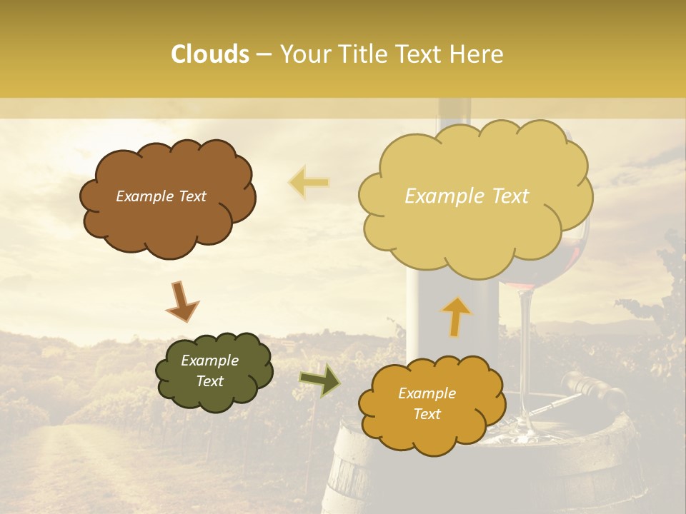 A Bottle Of Wine And A Glass Of Wine On A Barrel PowerPoint Template