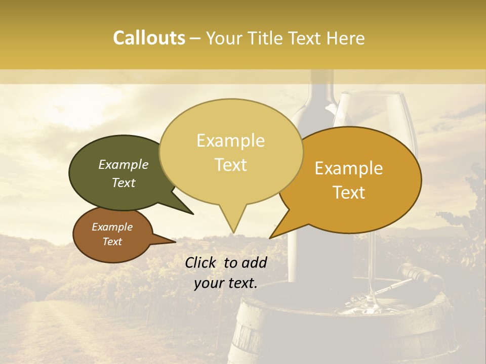 A Bottle Of Wine And A Glass Of Wine On A Barrel PowerPoint Template