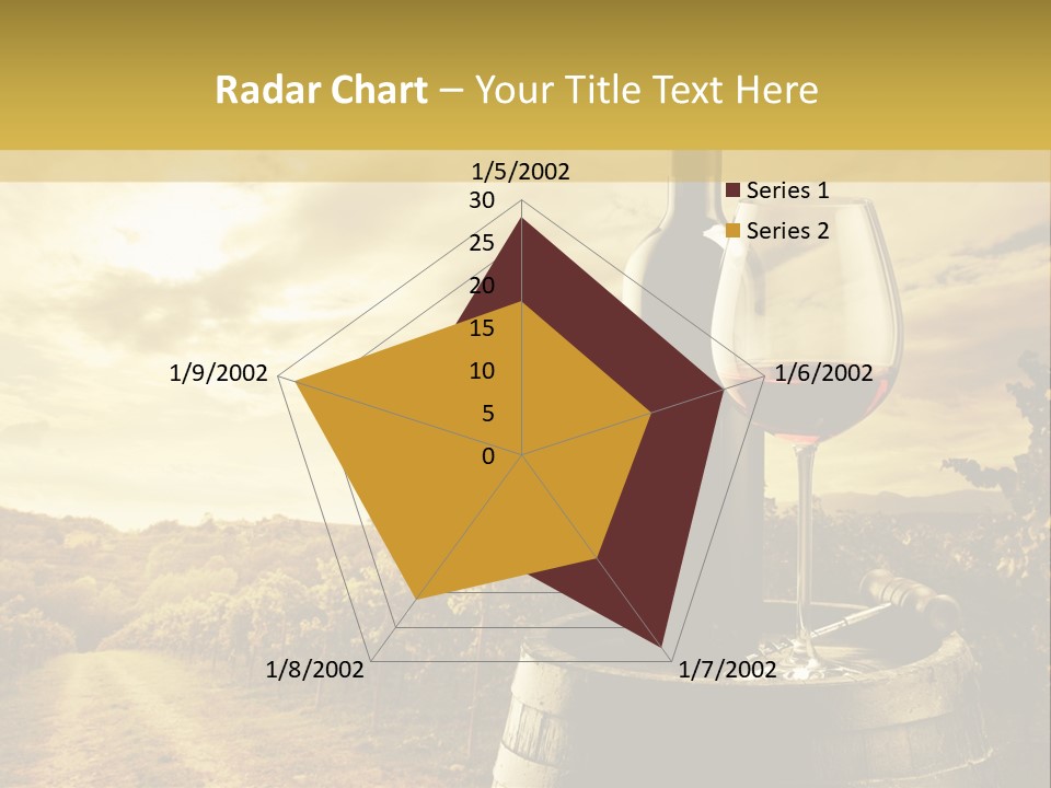 A Bottle Of Wine And A Glass Of Wine On A Barrel PowerPoint Template