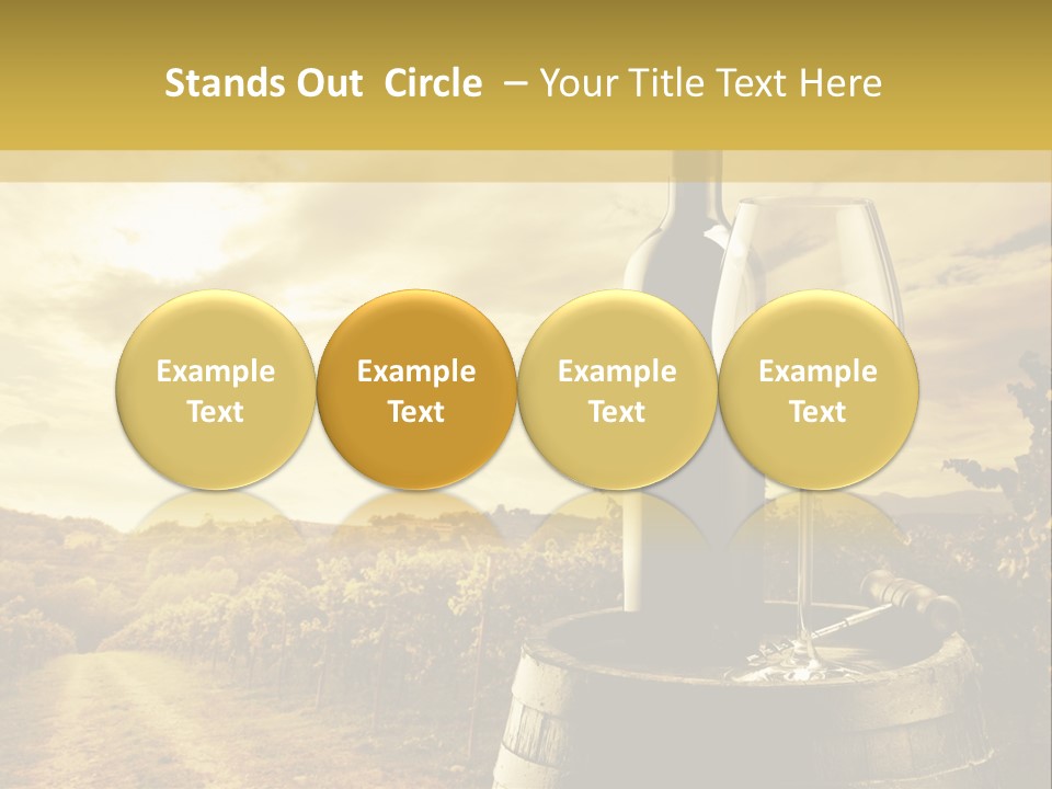 A Bottle Of Wine And A Glass Of Wine On A Barrel PowerPoint Template