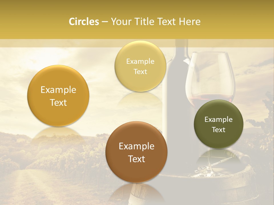 A Bottle Of Wine And A Glass Of Wine On A Barrel PowerPoint Template