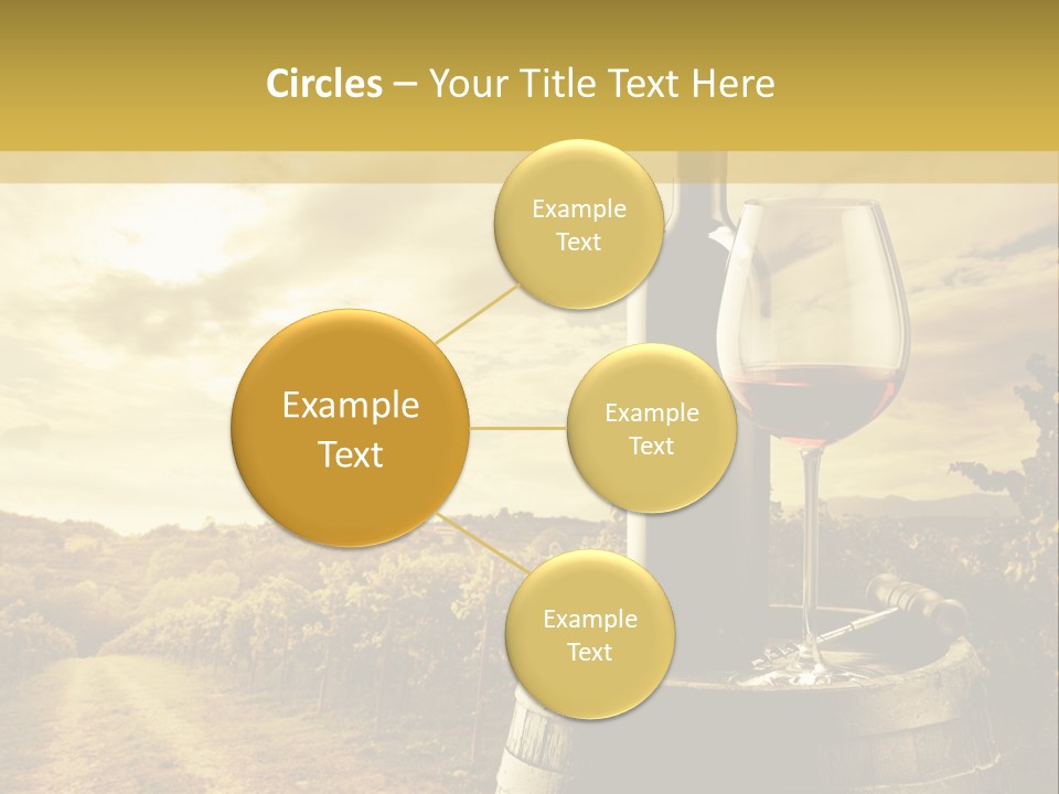 A Bottle Of Wine And A Glass Of Wine On A Barrel PowerPoint Template