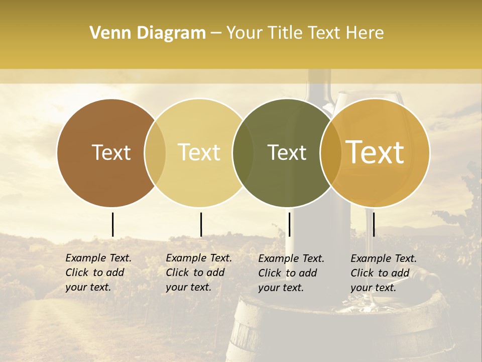 A Bottle Of Wine And A Glass Of Wine On A Barrel PowerPoint Template