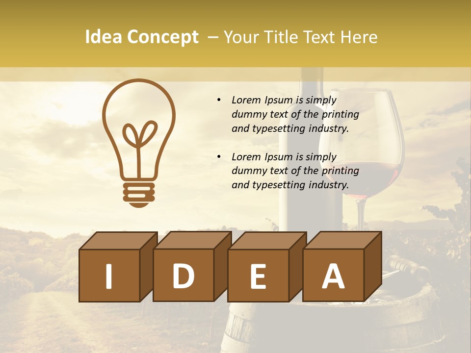 A Bottle Of Wine And A Glass Of Wine On A Barrel PowerPoint Template