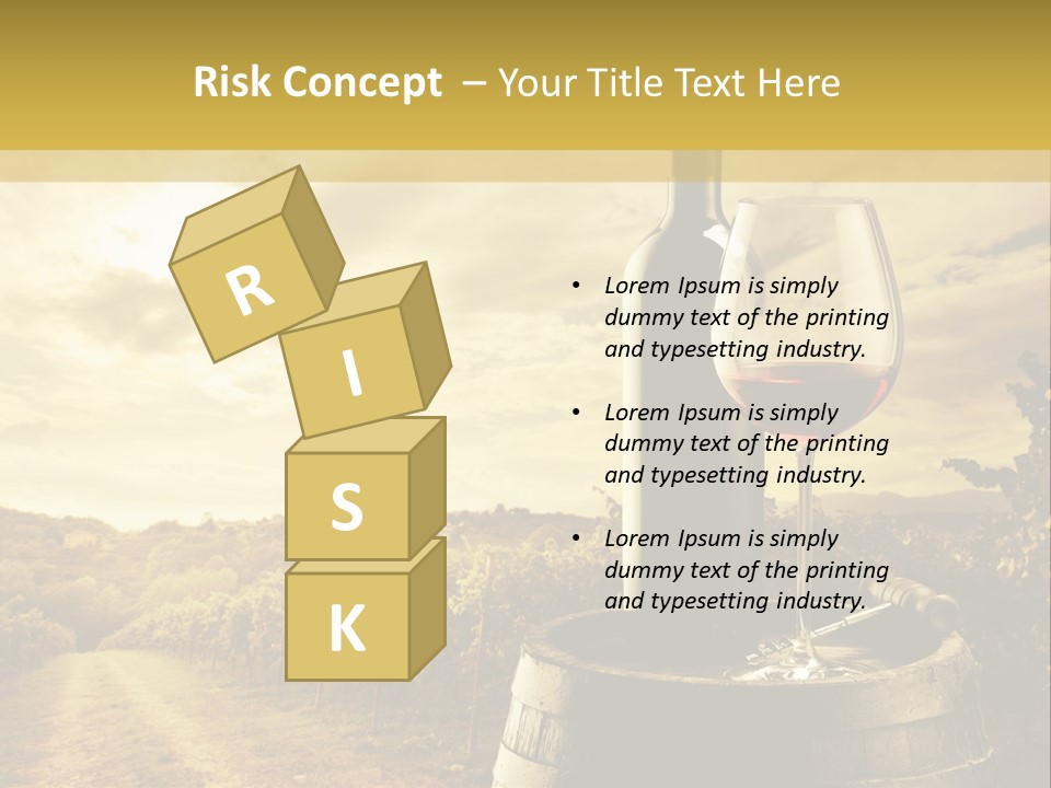 A Bottle Of Wine And A Glass Of Wine On A Barrel PowerPoint Template