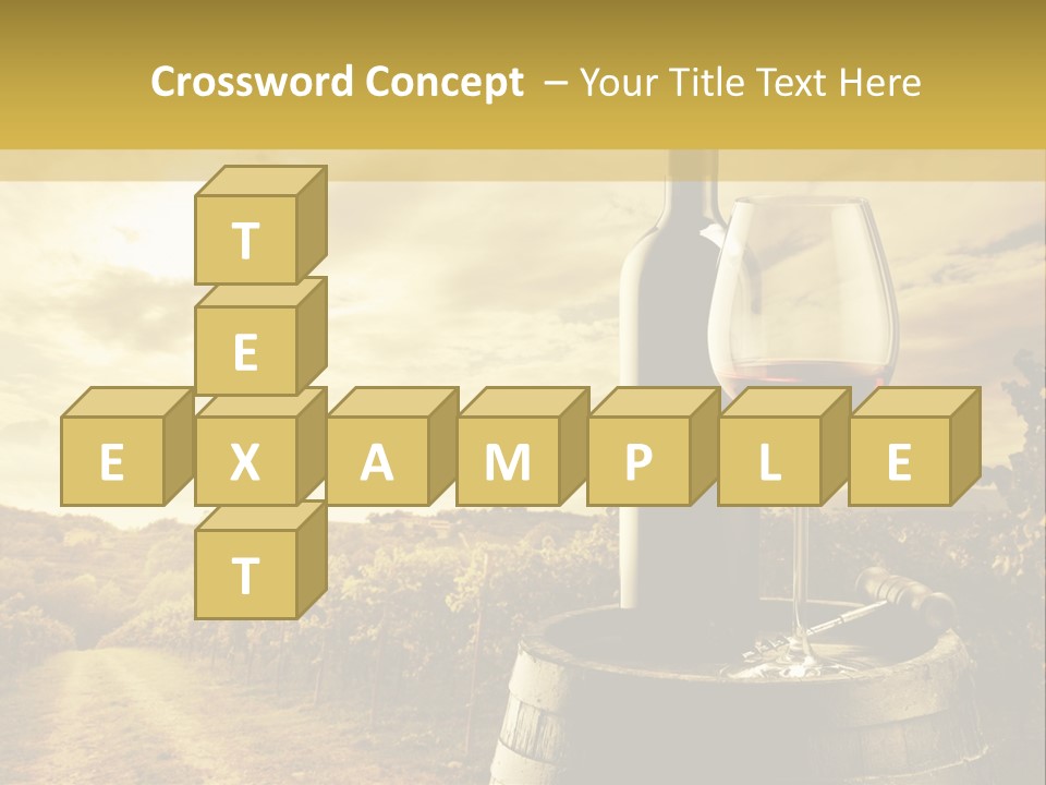 A Bottle Of Wine And A Glass Of Wine On A Barrel PowerPoint Template