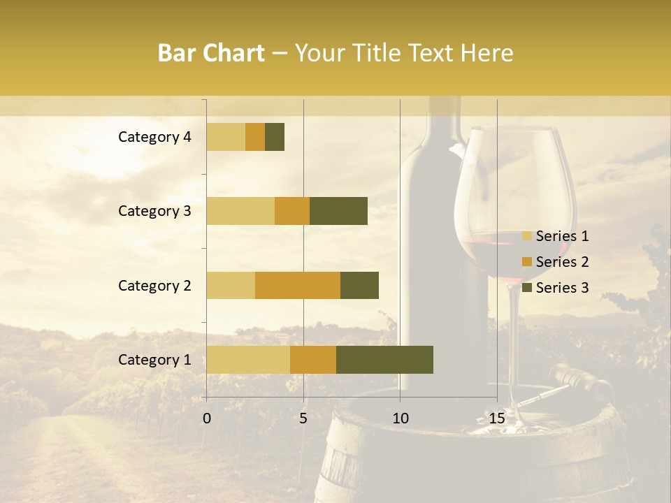 A Bottle Of Wine And A Glass Of Wine On A Barrel PowerPoint Template