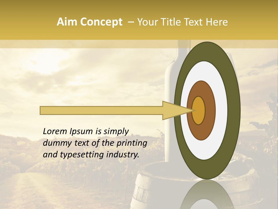 A Bottle Of Wine And A Glass Of Wine On A Barrel PowerPoint Template