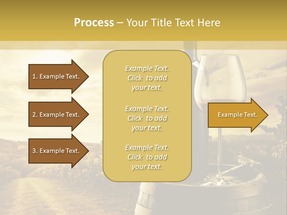 A Bottle Of Wine And A Glass Of Wine On A Barrel PowerPoint Template