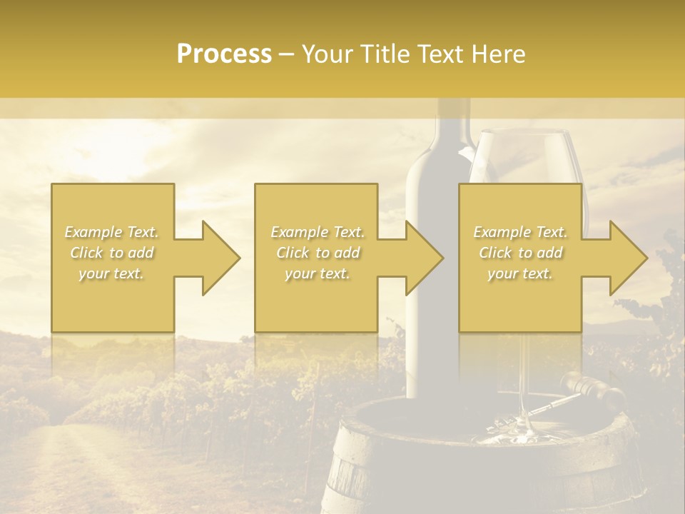 A Bottle Of Wine And A Glass Of Wine On A Barrel PowerPoint Template