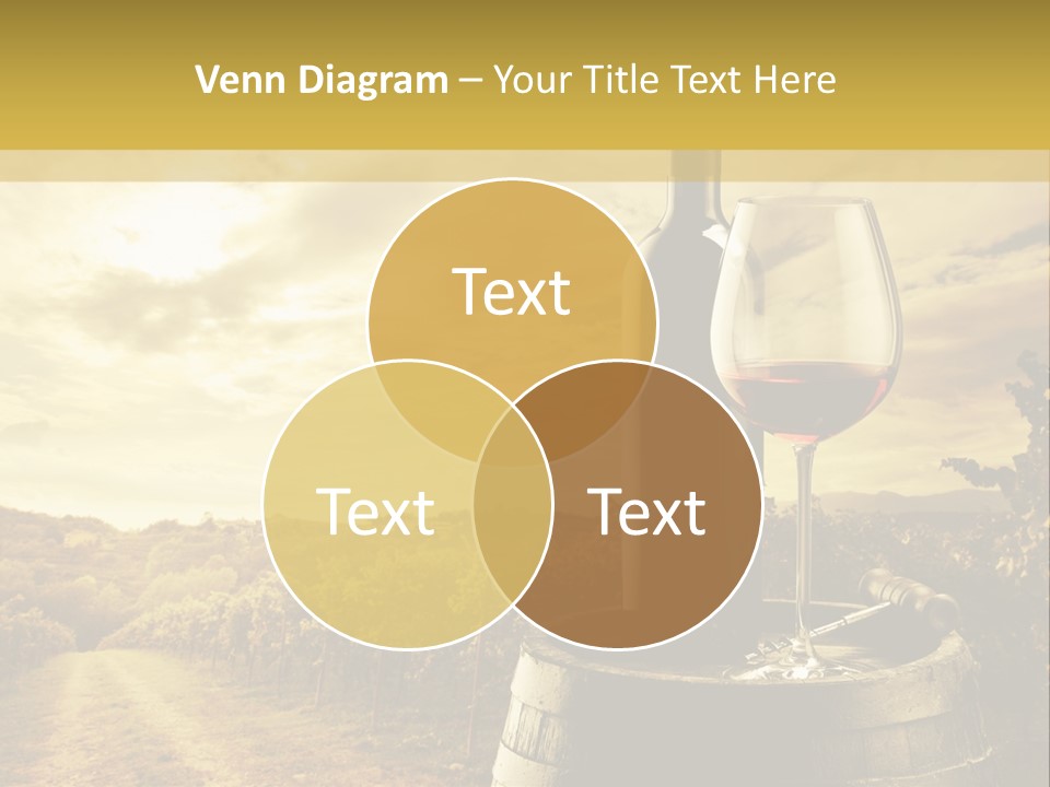 A Bottle Of Wine And A Glass Of Wine On A Barrel PowerPoint Template