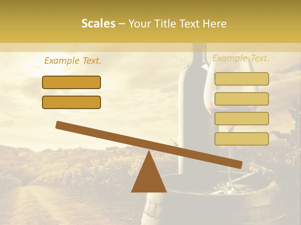 A Bottle Of Wine And A Glass Of Wine On A Barrel PowerPoint Template