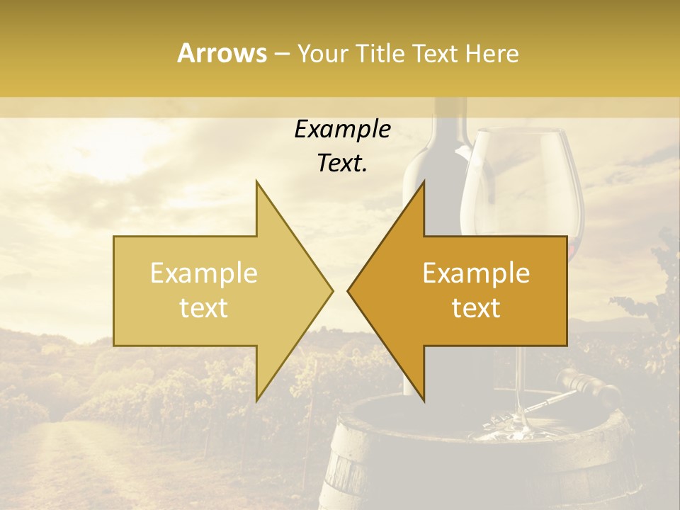 A Bottle Of Wine And A Glass Of Wine On A Barrel PowerPoint Template