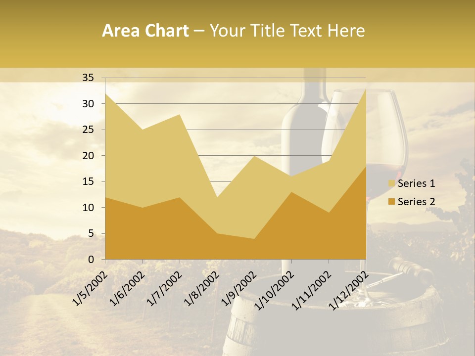A Bottle Of Wine And A Glass Of Wine On A Barrel PowerPoint Template