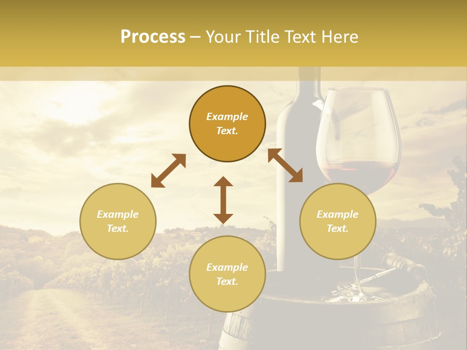 A Bottle Of Wine And A Glass Of Wine On A Barrel PowerPoint Template
