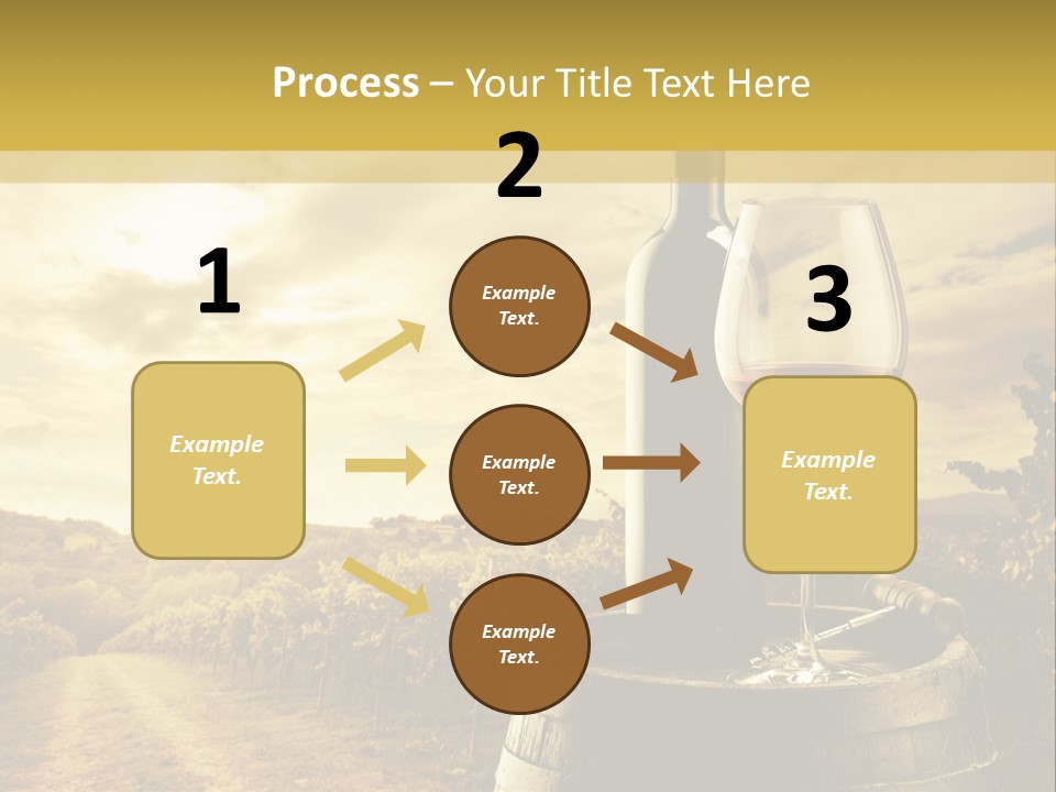A Bottle Of Wine And A Glass Of Wine On A Barrel PowerPoint Template