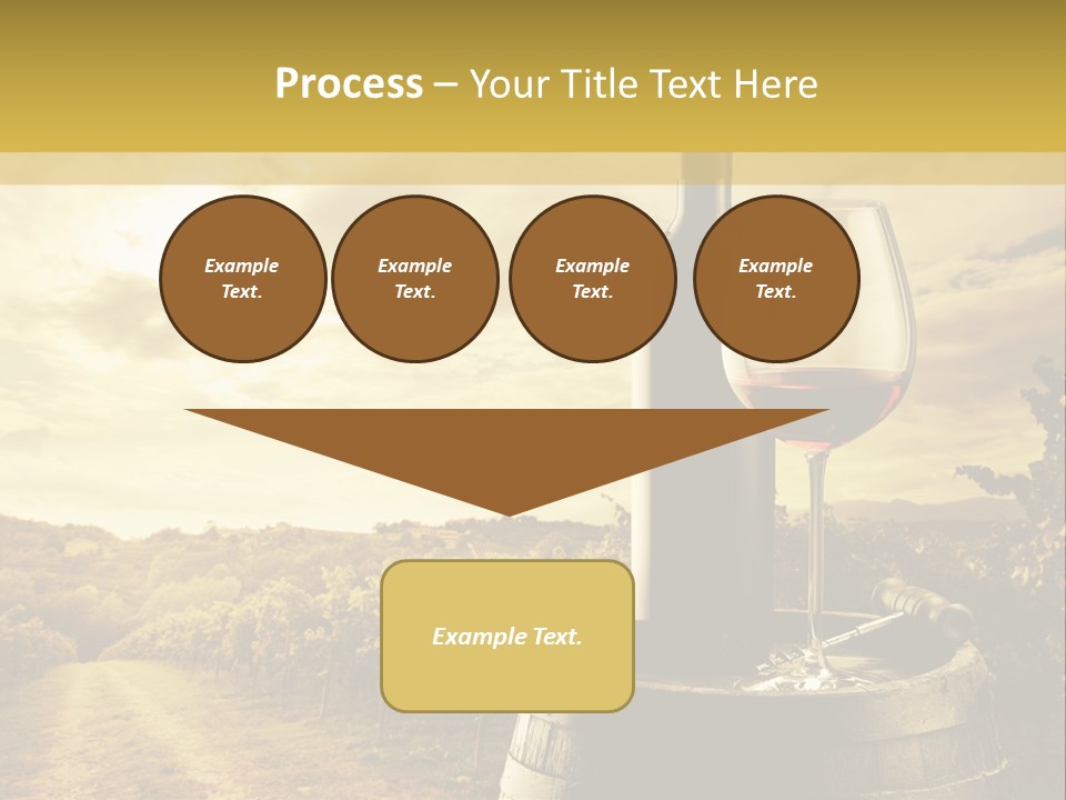 A Bottle Of Wine And A Glass Of Wine On A Barrel PowerPoint Template