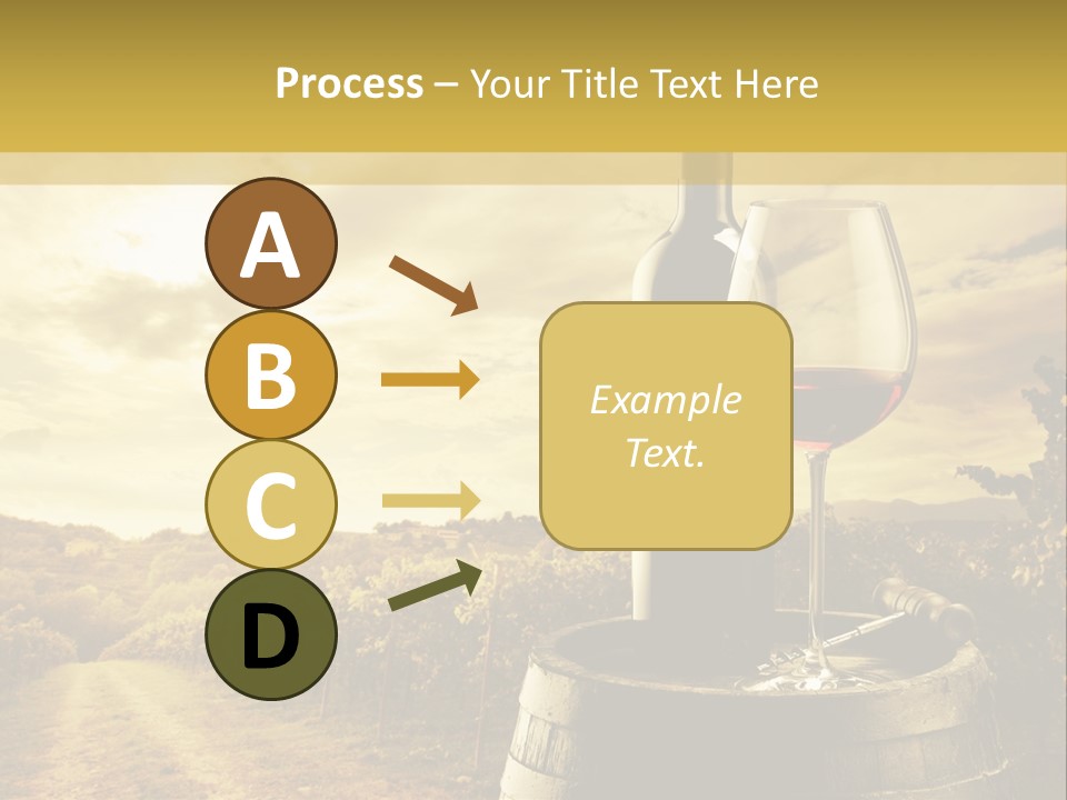 A Bottle Of Wine And A Glass Of Wine On A Barrel PowerPoint Template