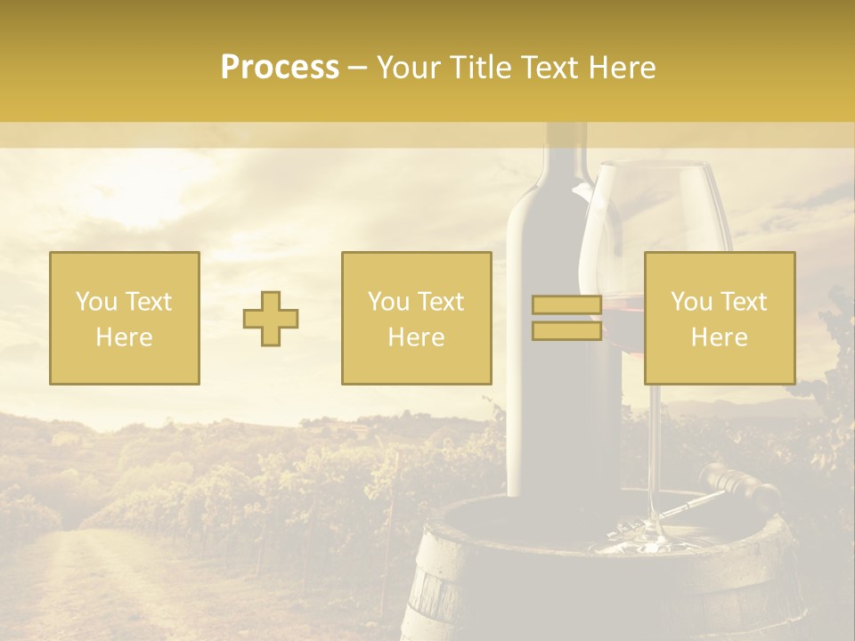 A Bottle Of Wine And A Glass Of Wine On A Barrel PowerPoint Template