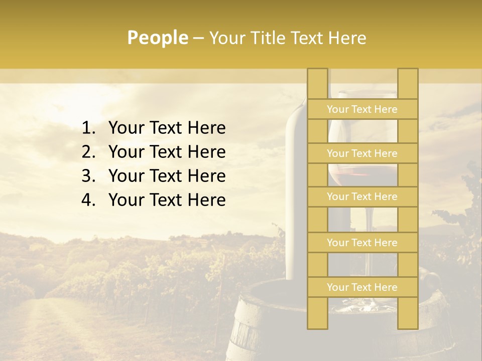 A Bottle Of Wine And A Glass Of Wine On A Barrel PowerPoint Template